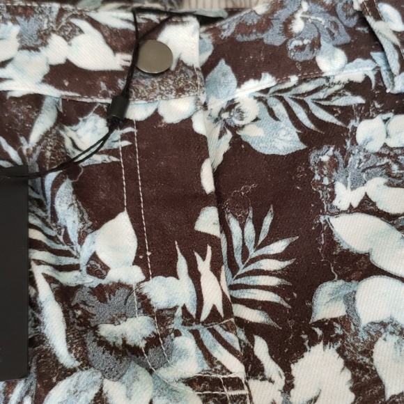 Alexander Wang New JEANS Leaf Print Black Blue Multi Women's 28 NWT 🎉HP - Picture 7 of 9